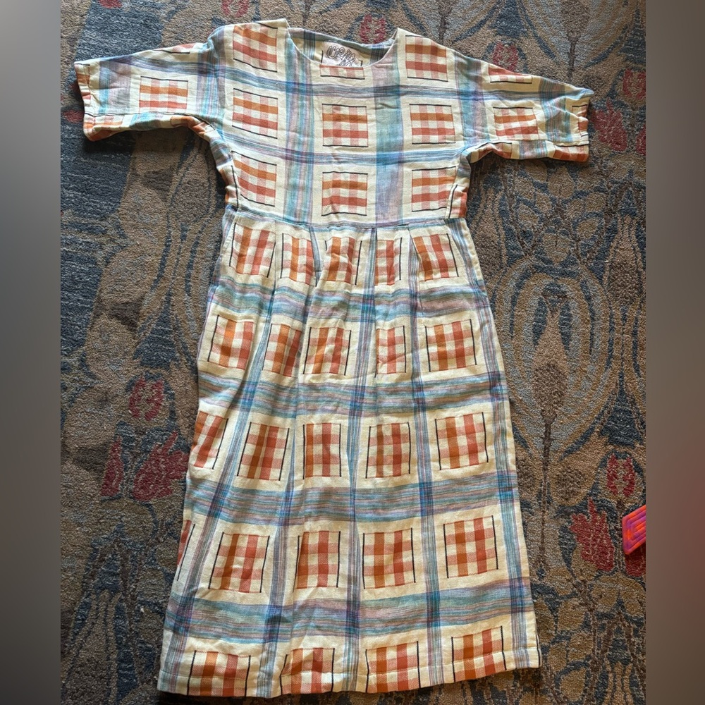 Ace & Jig Dress in Orange and Blue Plaid